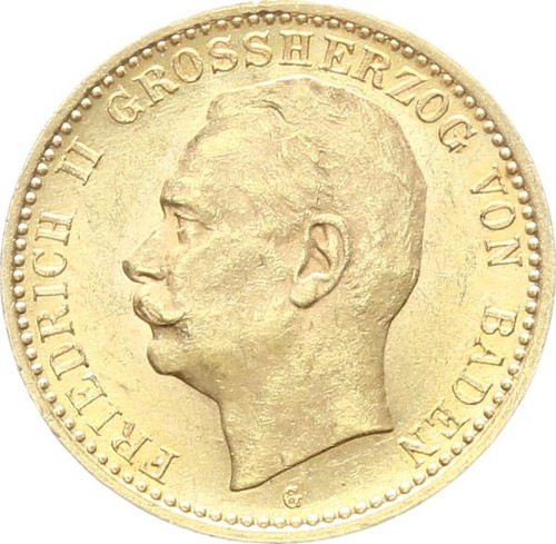 Baden friedrich 10 mark - friedrich, ii.