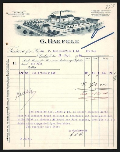 Rechnung ebersbach 1910 g - rechnung,